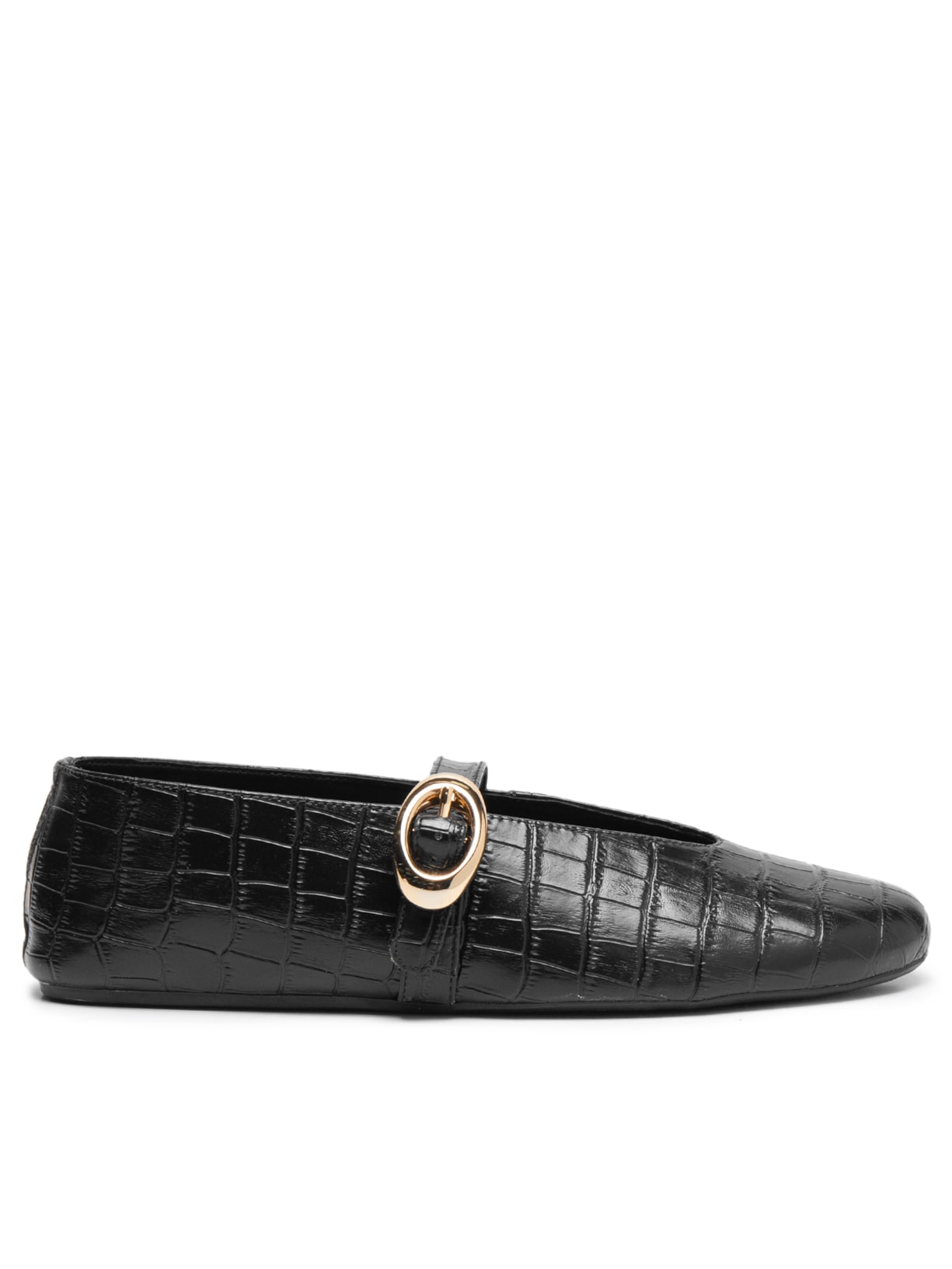 Sapatilha Boneca Croco Fivela Maxi - Preto