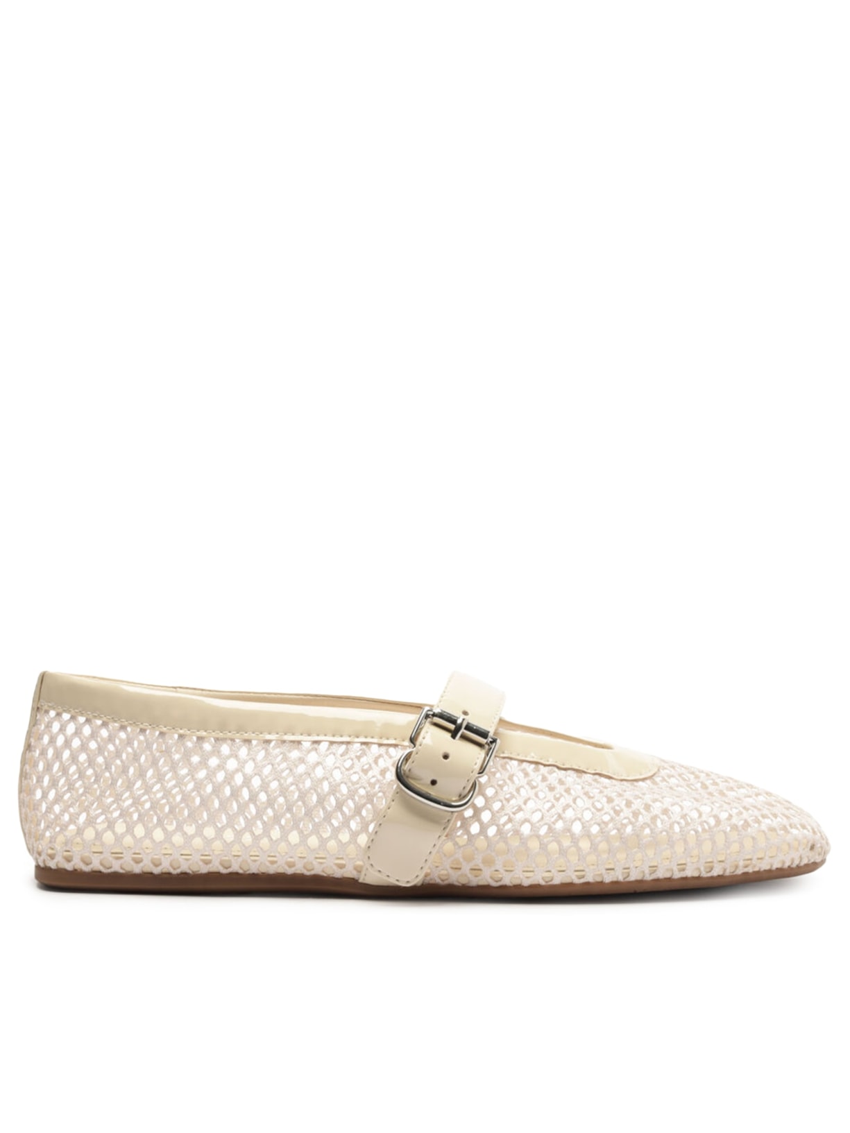 Sapatilha Boneca Tela Fivela - Off White