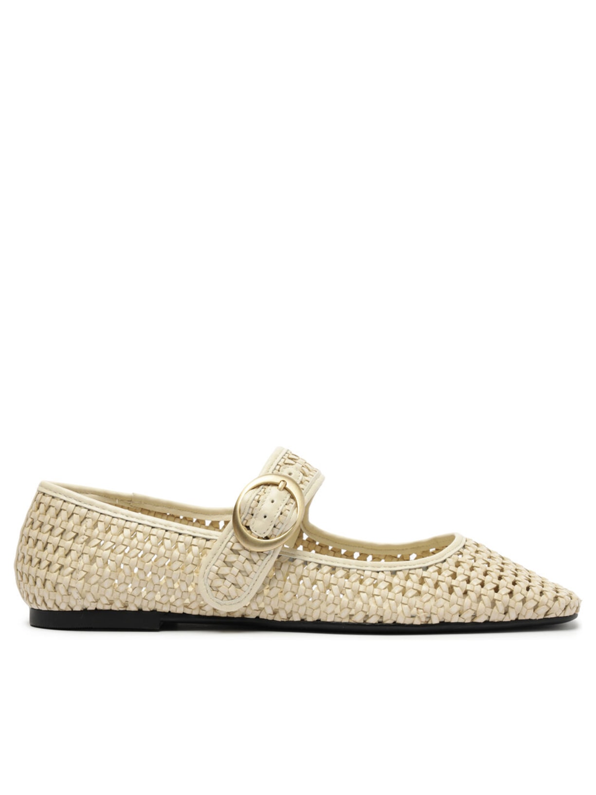 Sapatilha Boneca Tramada Vazada Fivela - Branco