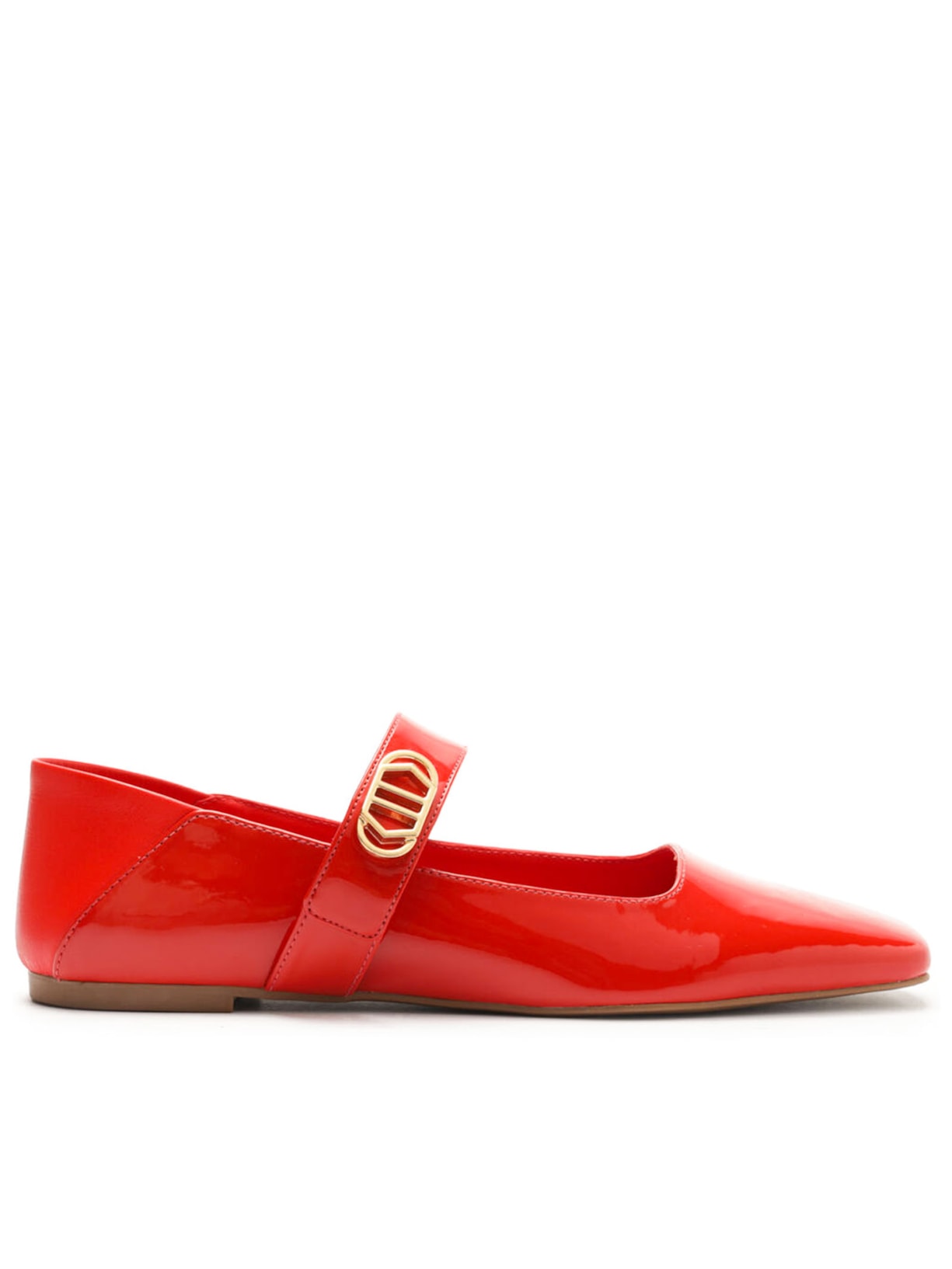 Sapatilha Boneca Verniz Bico Quadrado - Vermelho