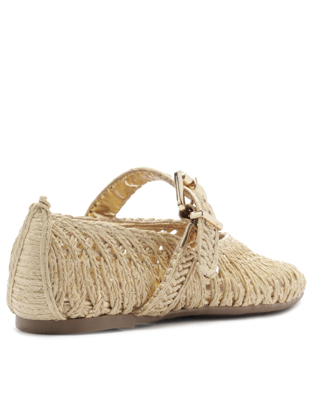 Sapatilha Bordada Vazada Fivela Bege Arezzo