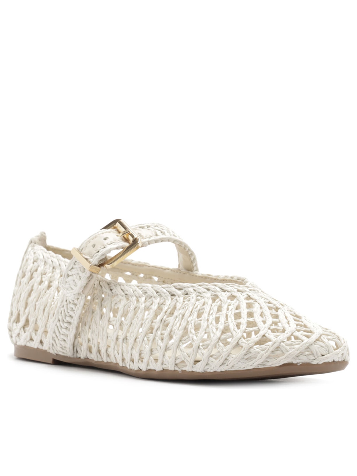 Sapatilha Bordada Vazada Fivela Branco Arezzo