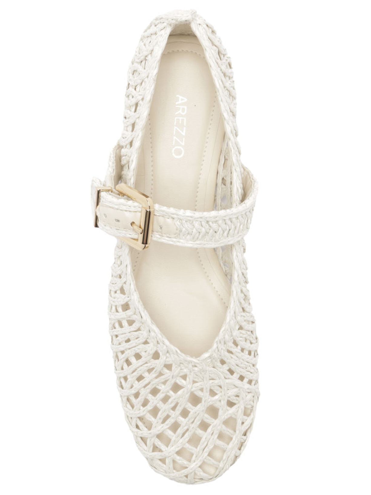 Sapatilha Bordada Vazada Fivela Branco Arezzo