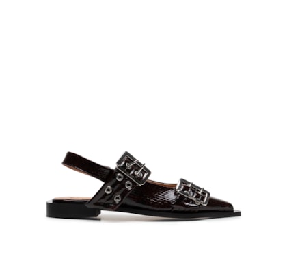 Sapatilha Bucket Ballerina Naplack Snake - Marrom