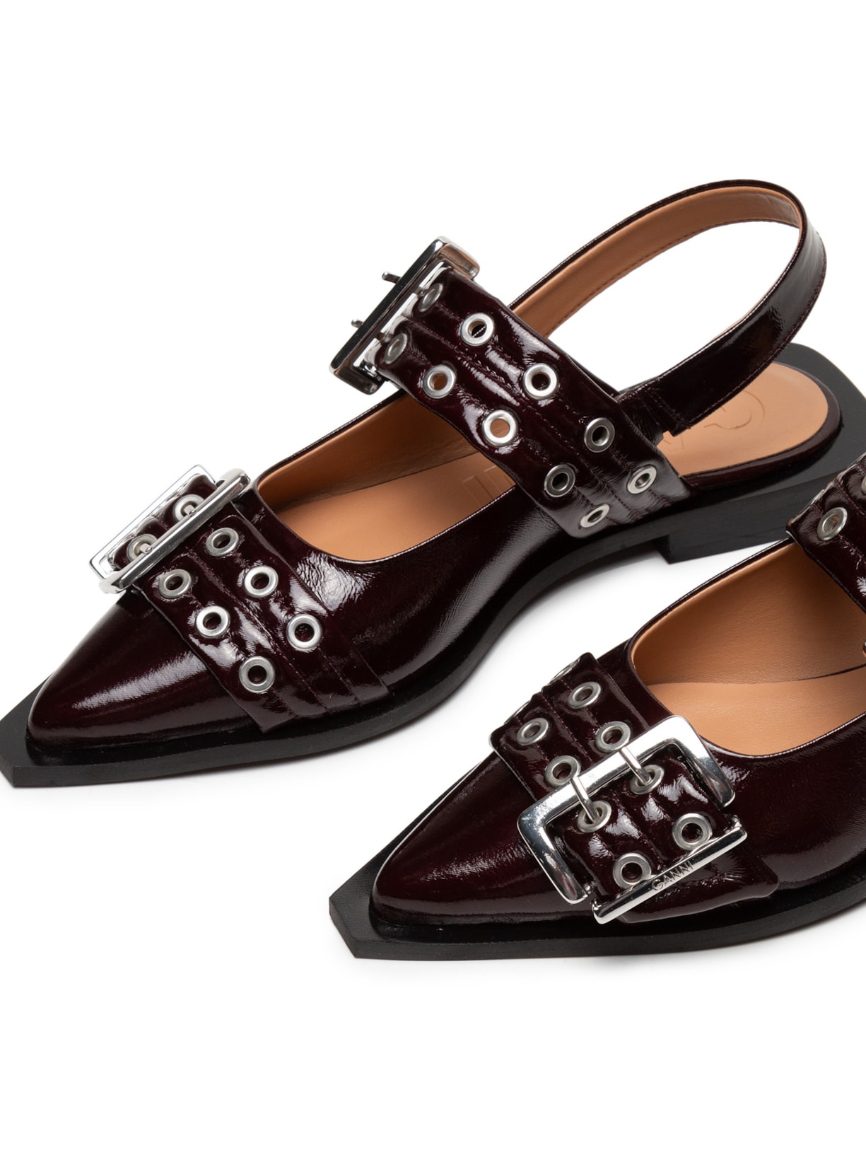 Sapatilha Buckle Ballerina Vinho Ganni