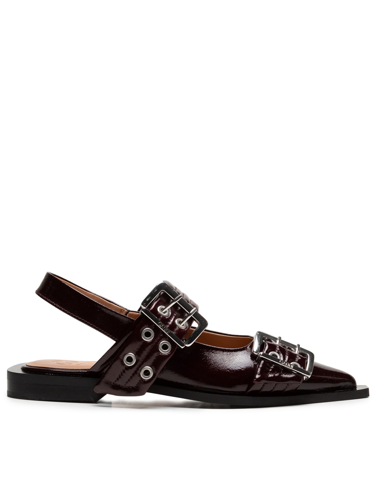 Sapatilha Buckle Ballerina Vinho Ganni
