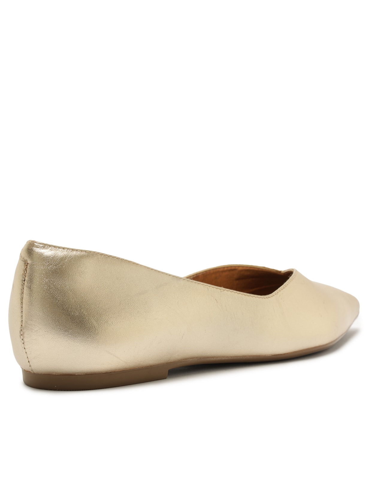 Sapatilha Couro Bico Fino Minimal Dourado Arezzo