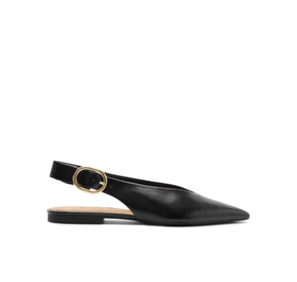 Sapatilha Couro Slingback Bico Fino Becca – Preto