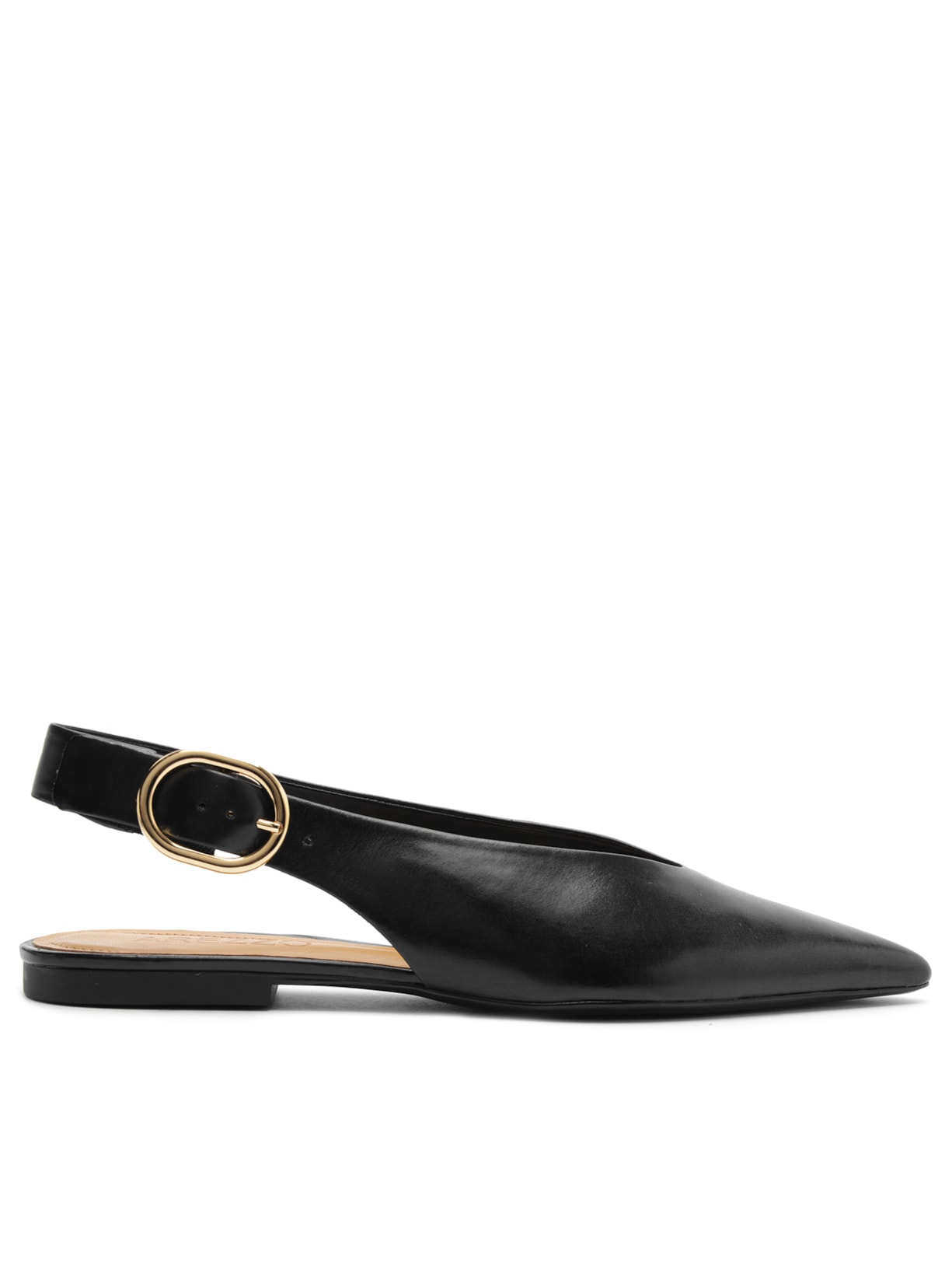 Sapatilha Couro Slingback Bico Fino Becca – Preto