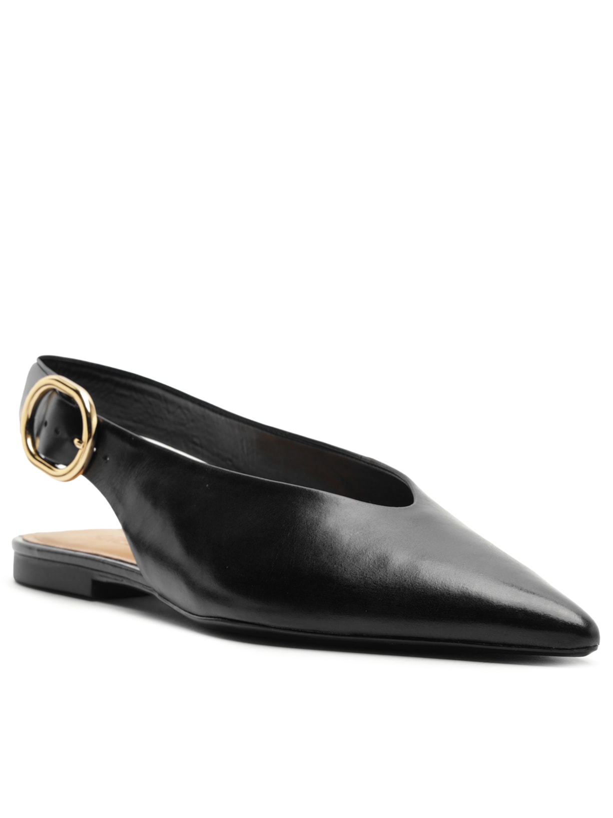 Sapatilha Couro Slingback Bico Fino Becca – Preto Arezzo