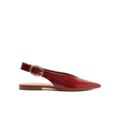 Sapatilha Couro Slingback Bico Fino Becca – Vermelho