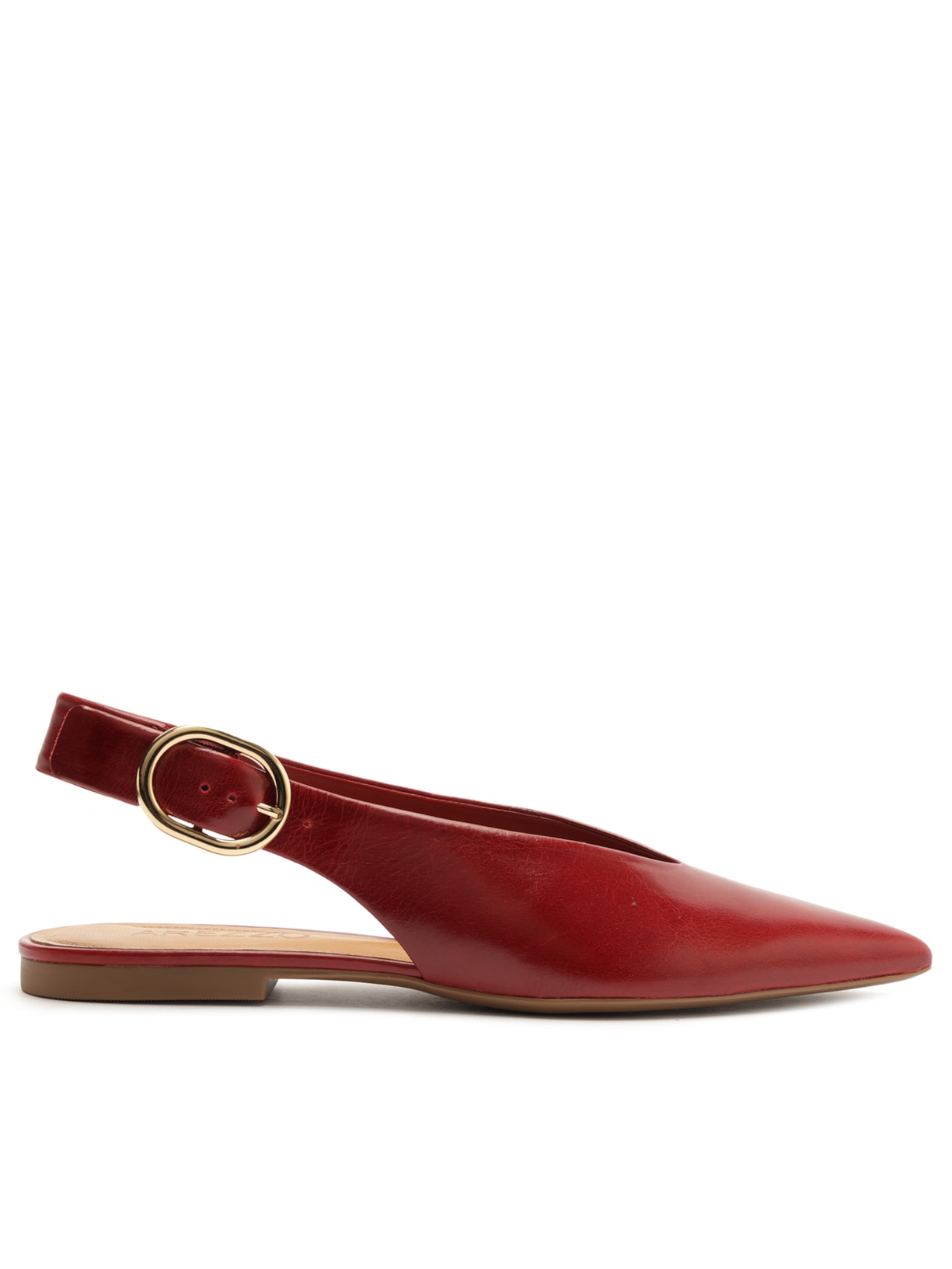Sapatilha Couro Slingback Bico Fino Becca – Vermelho