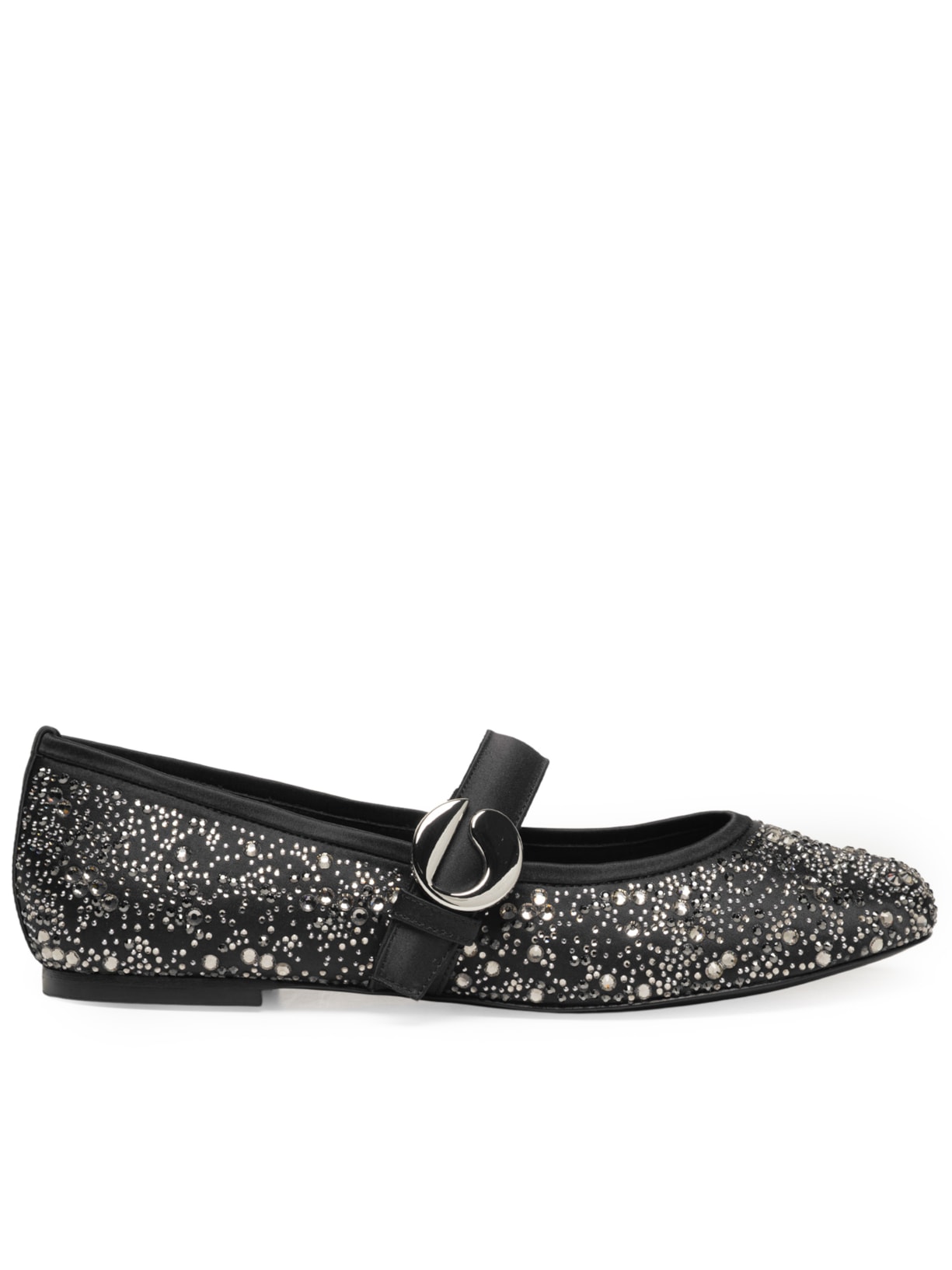 Sapatilha Crystal Embellished Ballerina Belt Flat - Preto
