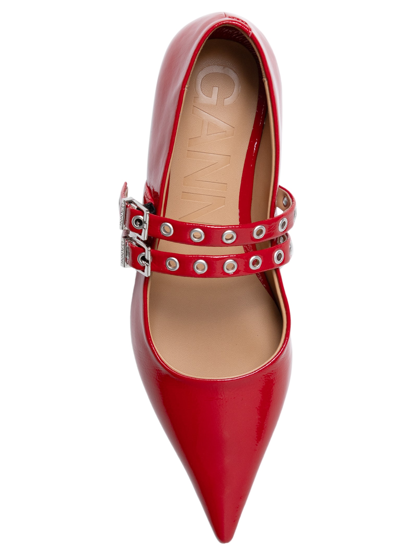 Ganni - Sapatilha Eyelets Ballerina Naplack - Vermelho