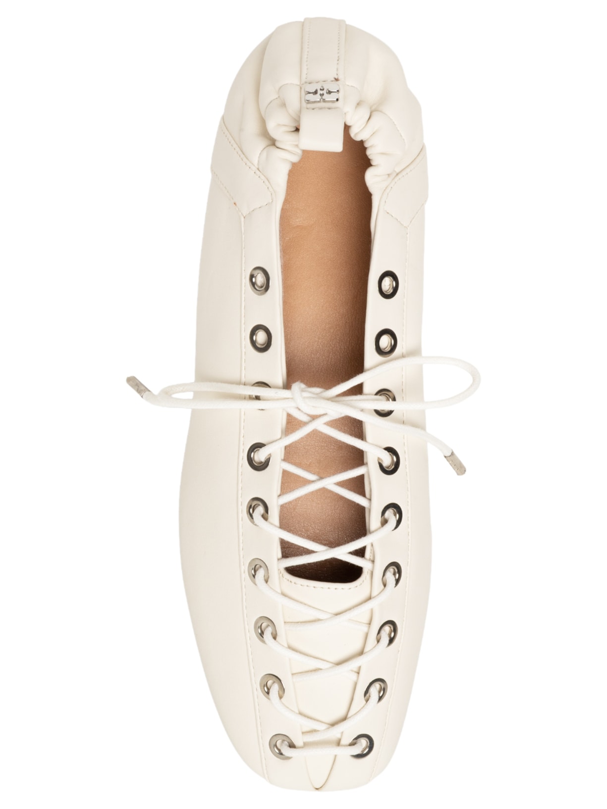 Sapatilha Eyelets Up Ballerina Branco Ganni