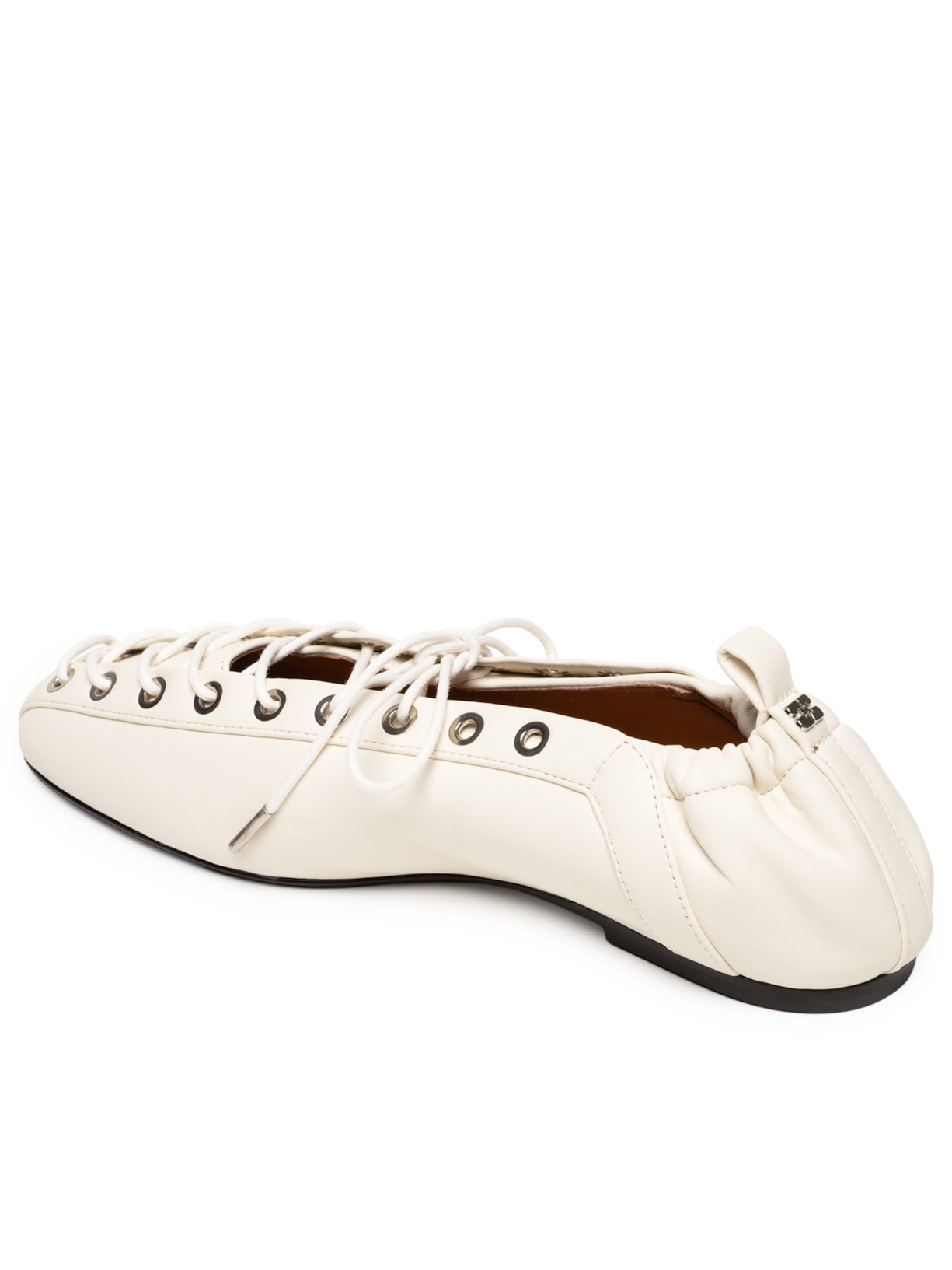 Sapatilha Eyelets Up Ballerina Branco Ganni