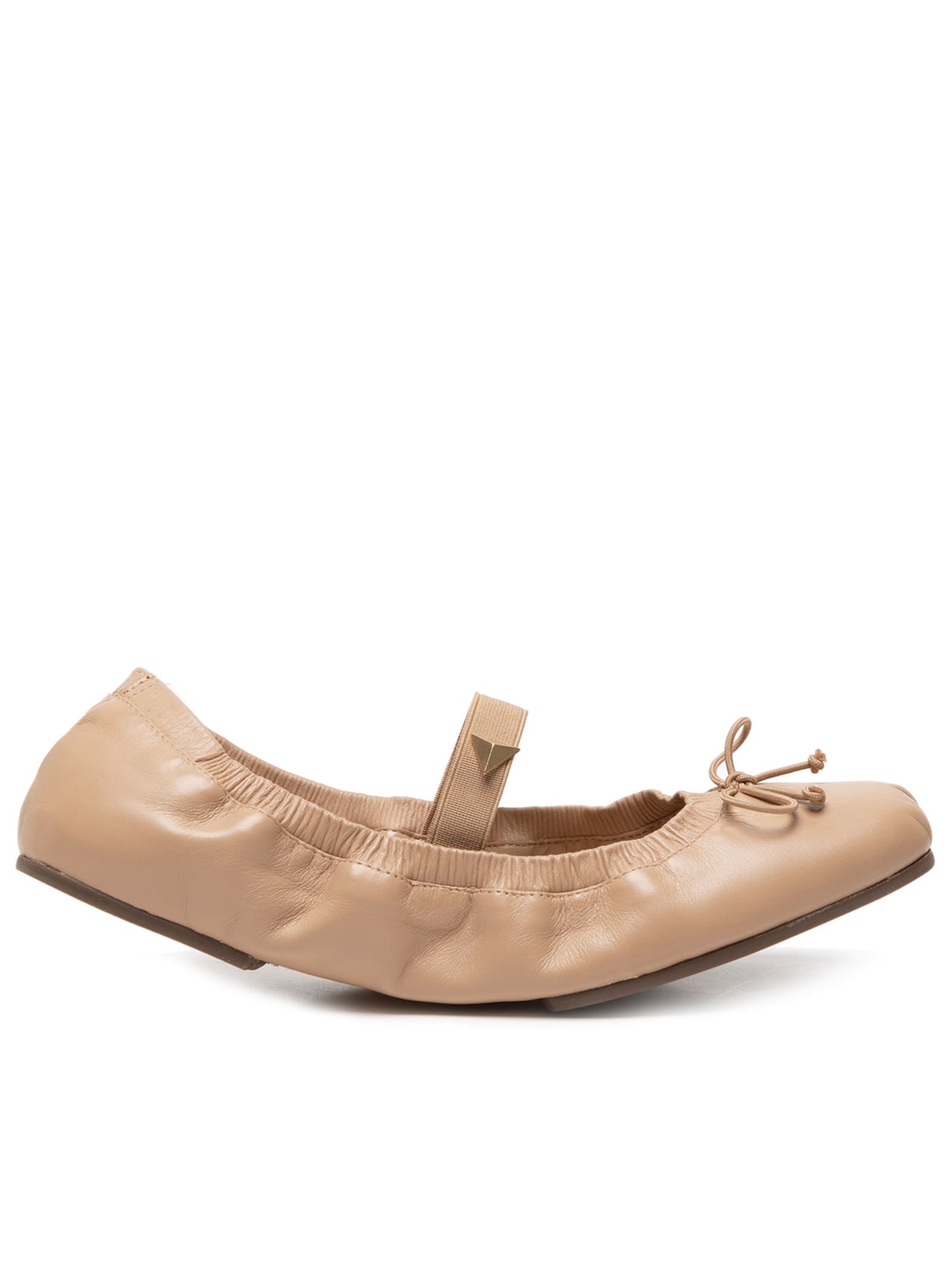 Sapatilha Feminina Becca Bailarina Elástico Couro - Bege