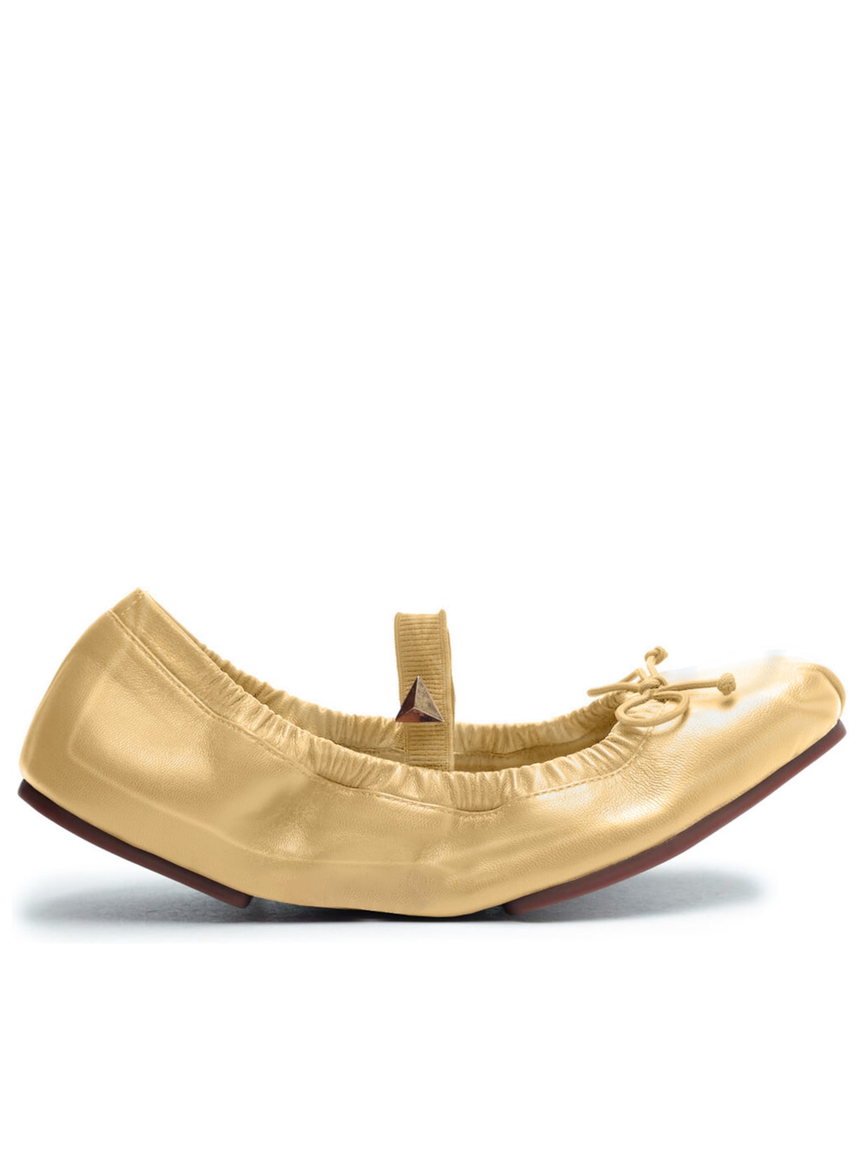 Sapatilha Feminina Becca Bailarina Elástico Couro - Dourado