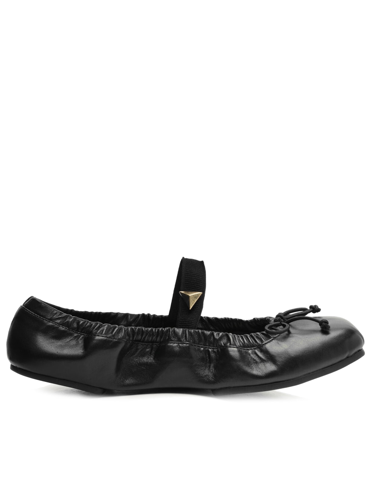 Sapatilha Feminina Becca Bailarina Elástico Couro - Preto