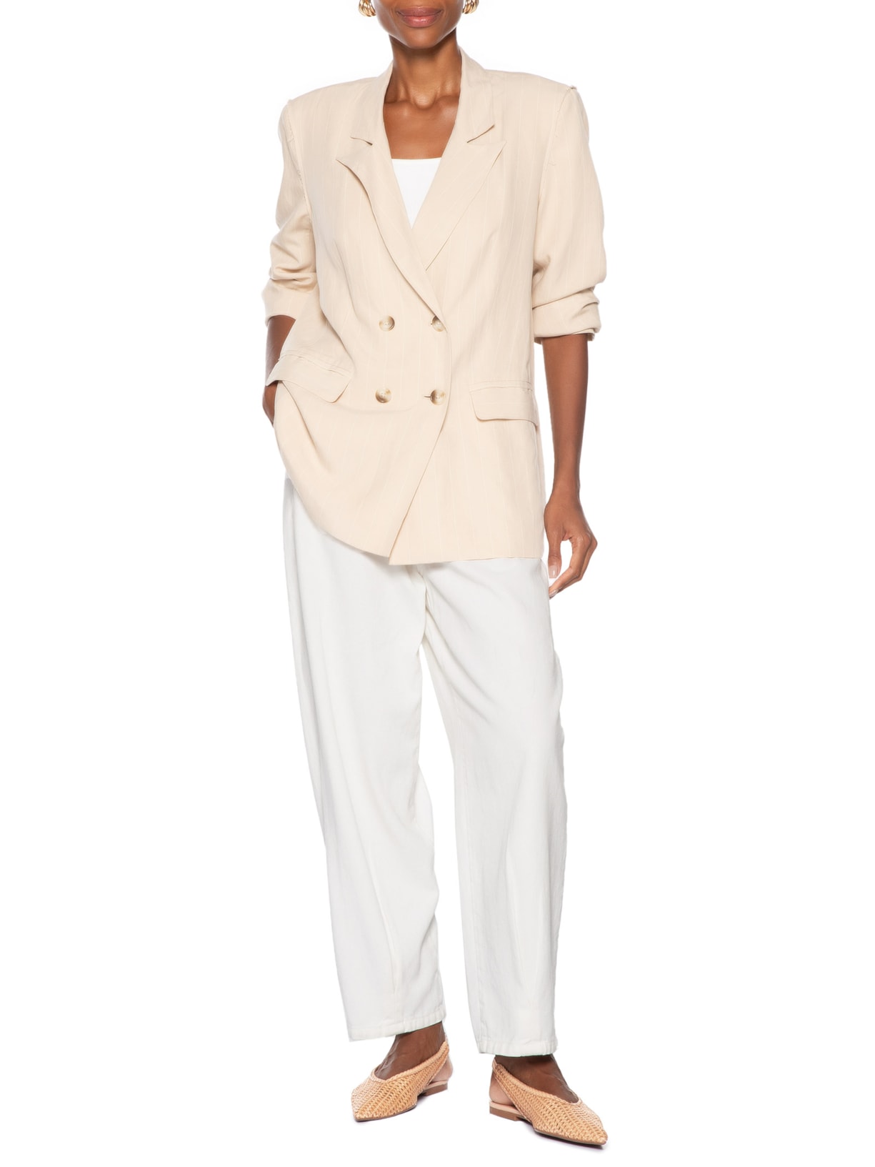 Sapatilha Feminina Bico Fino Bege Arezzo