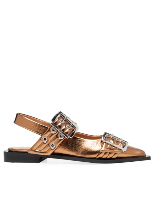 Sapatilha Feminina Buckle Ballerina Naplack - Dourado