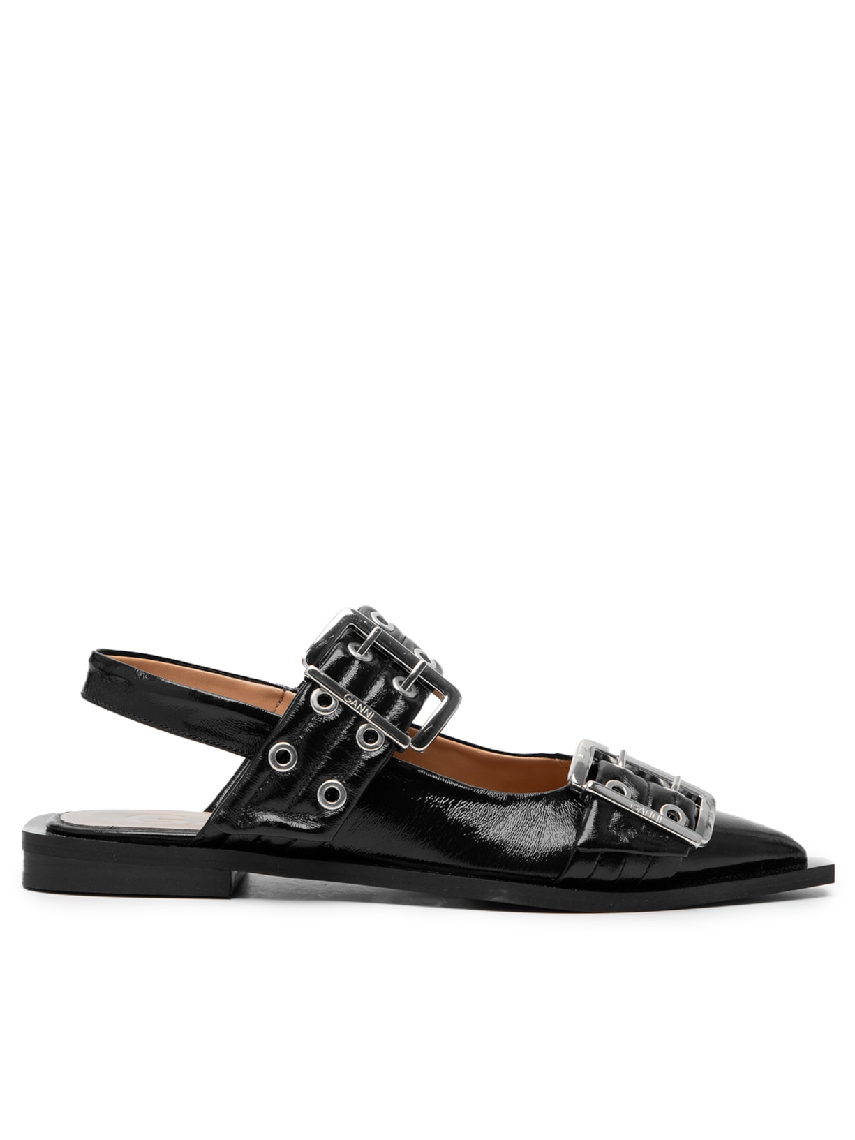 Sapatilha Feminina Chunky Buckle Ballerina Naplack - Preto