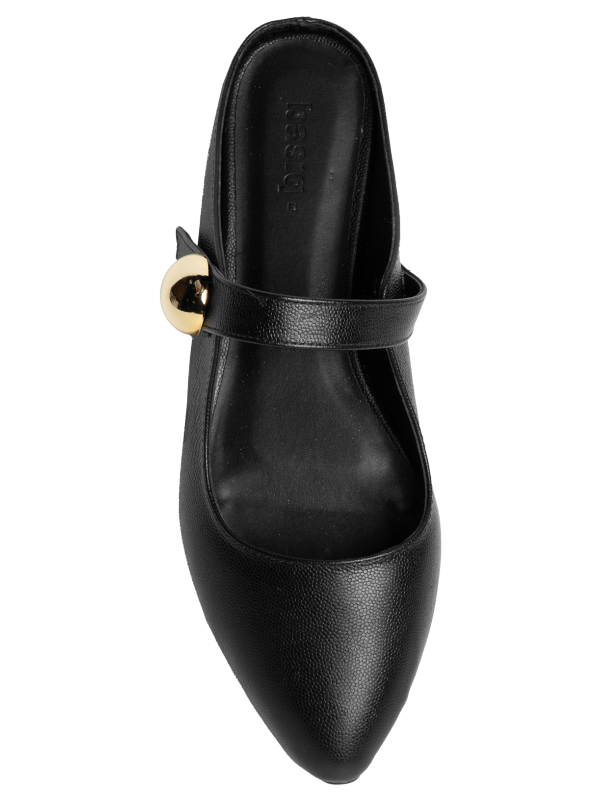 Sapatilha Feminina com Tira e Adorno Metálico Preto Basiq