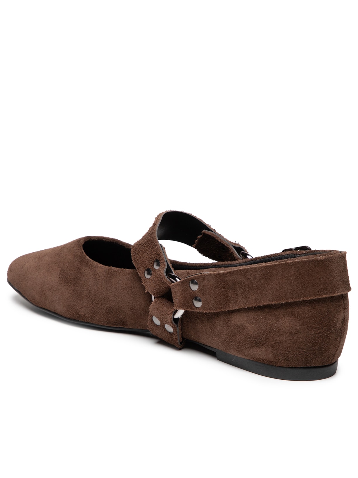 Sapatilha Feminina Com Tiras E Detalhes Metálicos Marrom Basiq