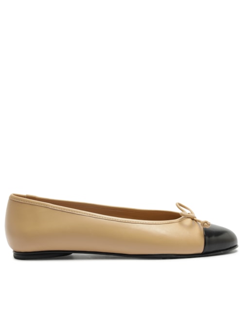 Sapatilha Feminina Couro Bico Redondo Laço - Marrom