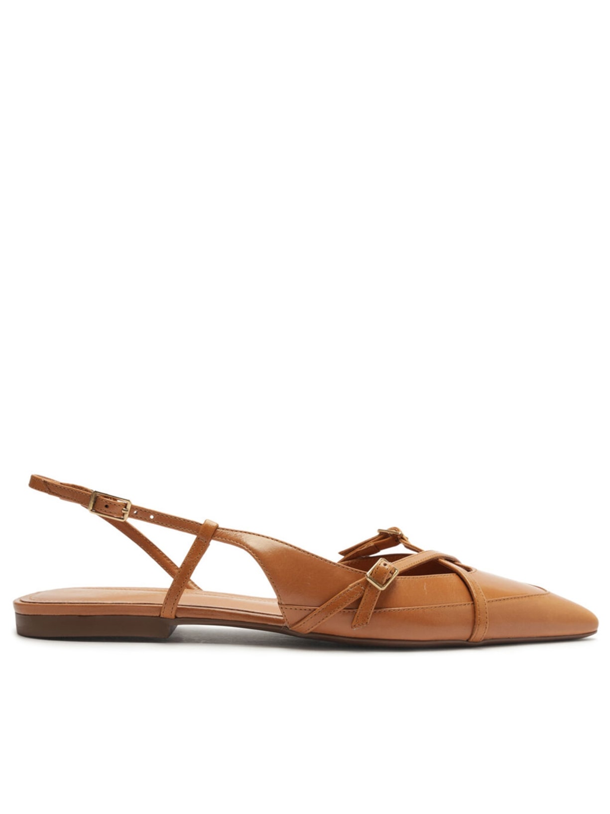 Sapatilha Feminina Couro Slingback New Amélia - Marrom