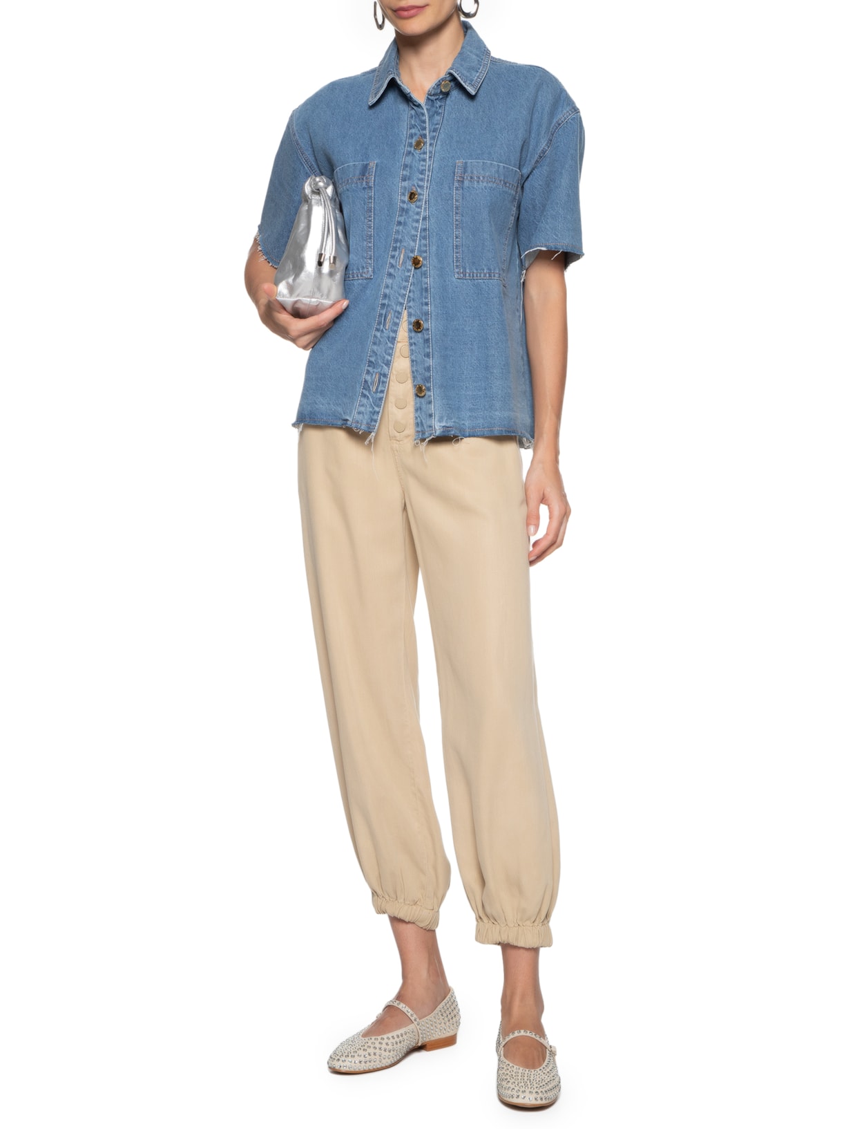 Sapatilha Feminina Cristais Off White Luiza Barcelos