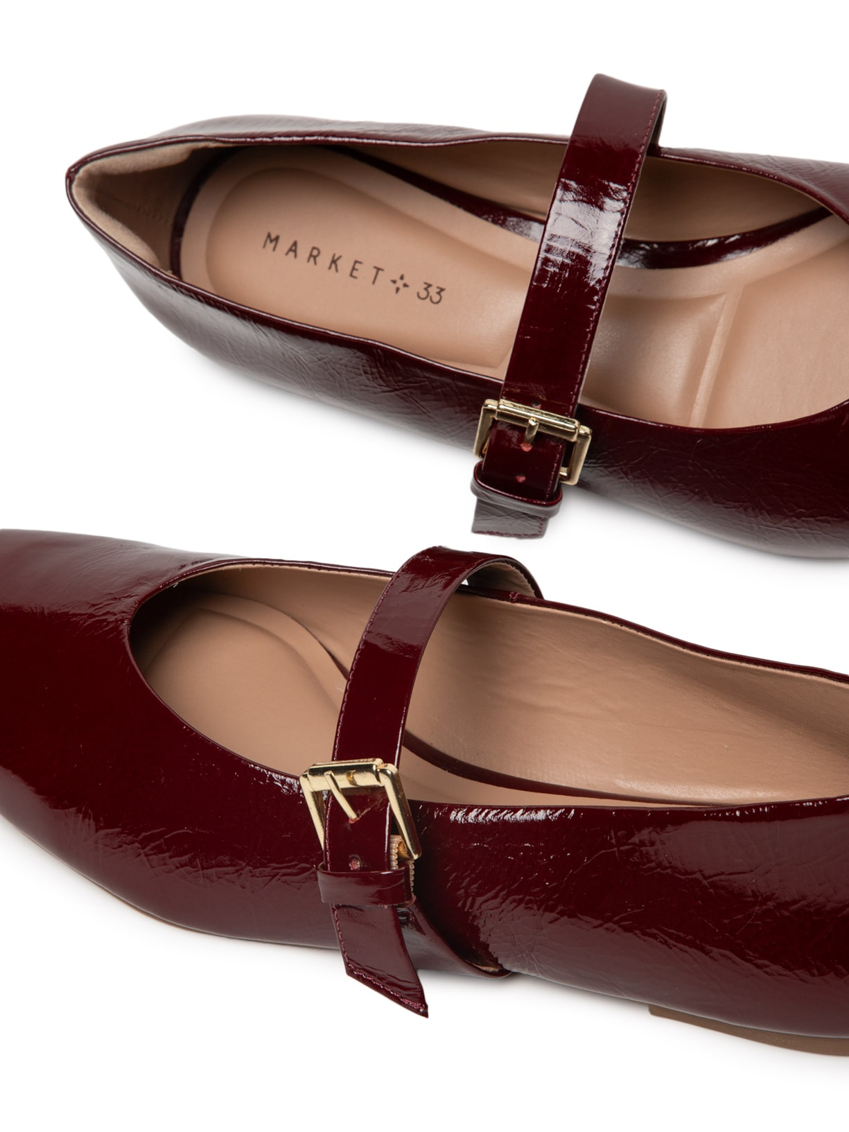 Sapatilha Feminina Em Couro Croco Com Fivela Vermelho Market 33