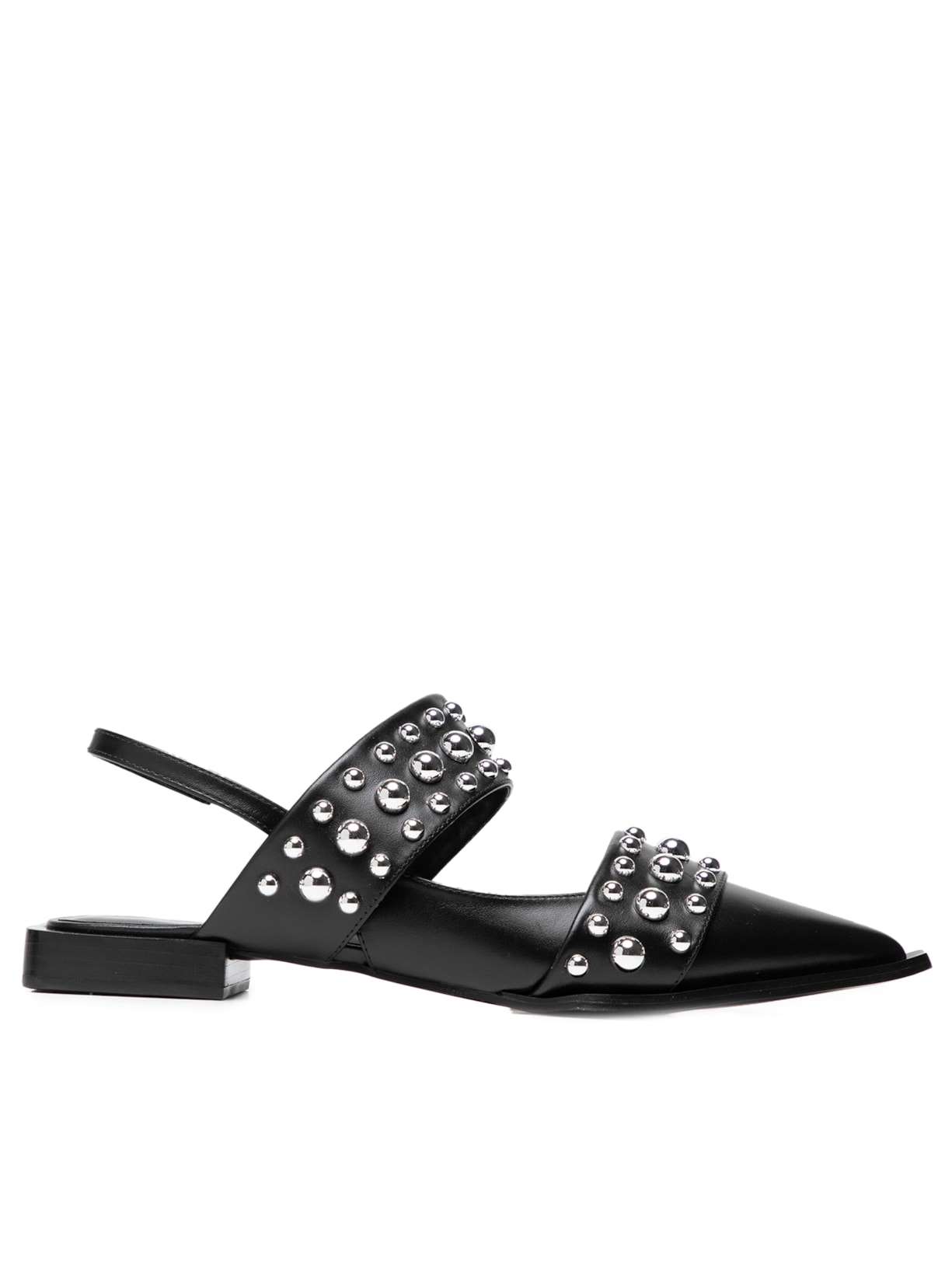 Sapatilha Feminina Em Couro Tachas - Preto