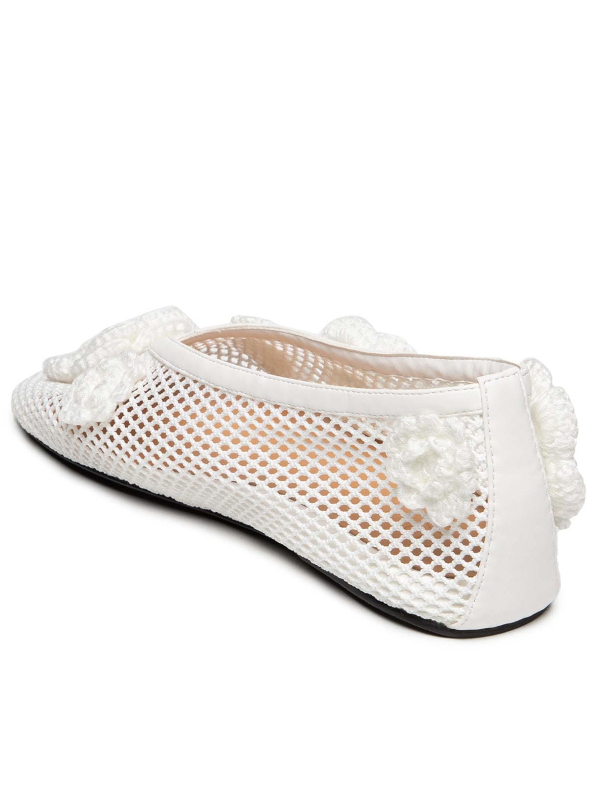 Sapatilha Feminina Jenny Ballerina Mesh Flower Branco Ganni