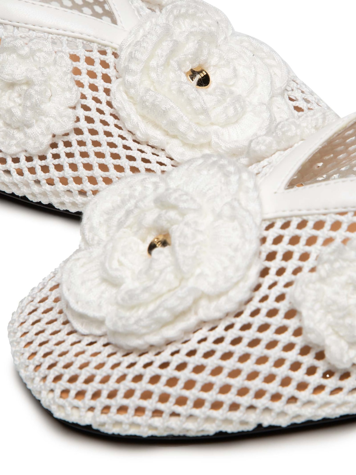 Sapatilha Feminina Jenny Ballerina Mesh Flower Branco Ganni