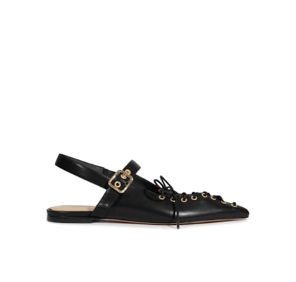 Sapatilha Feminina Sabrine Couro - Preto