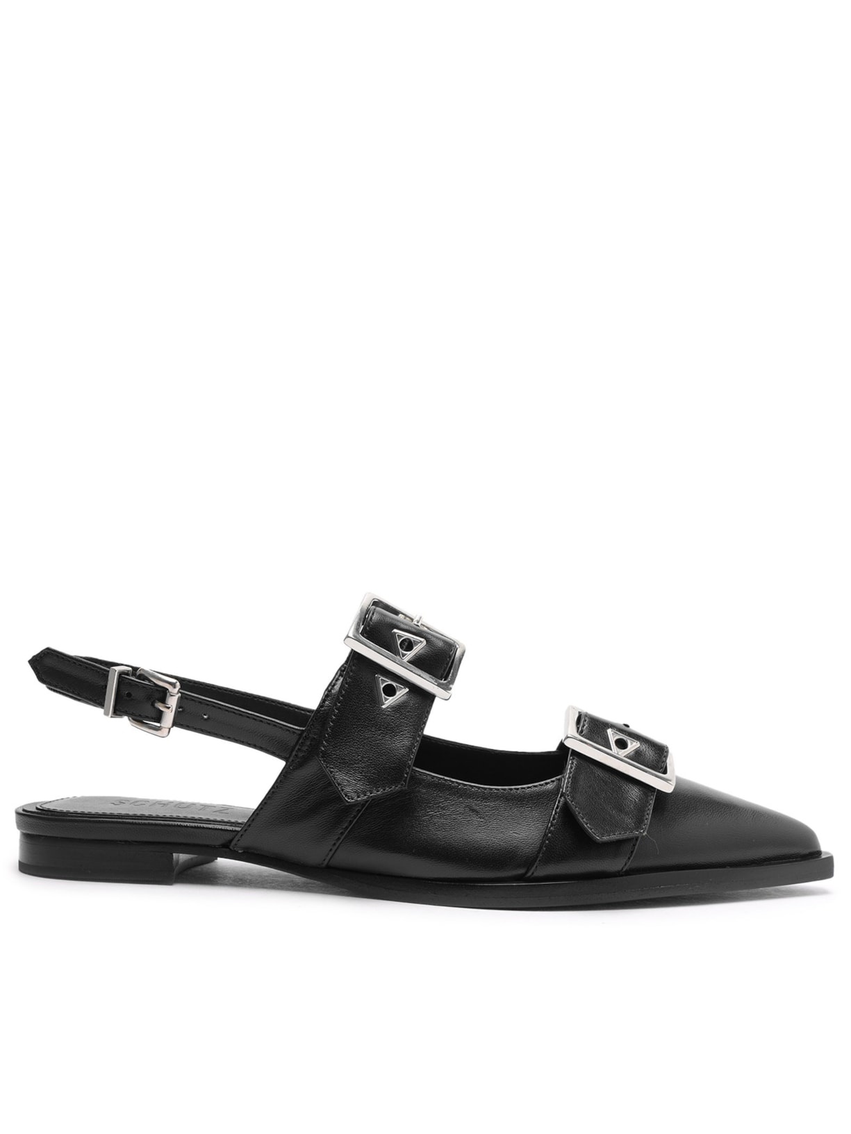 Sapatilha Feminina Slingback Couro - Preto