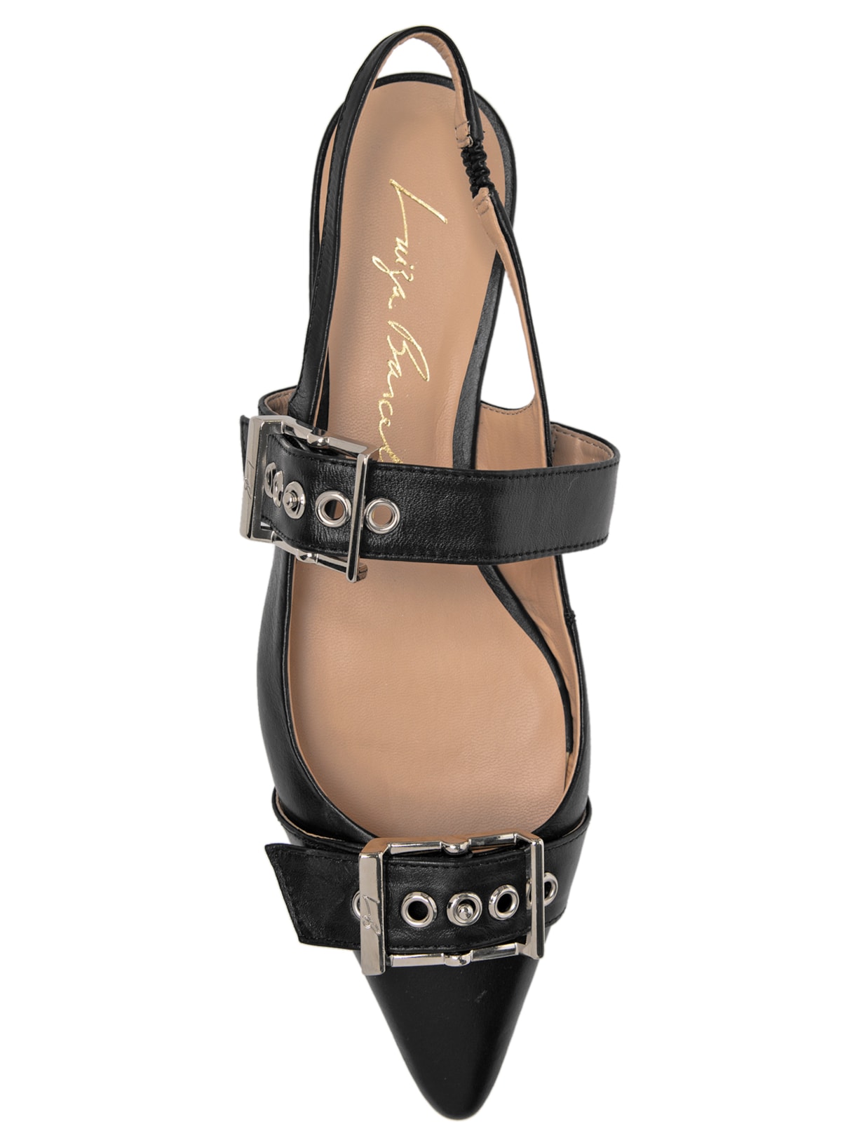 Sapatilha Feminina Slingback Enfeites Metálicos Preto Luiza Barcelos