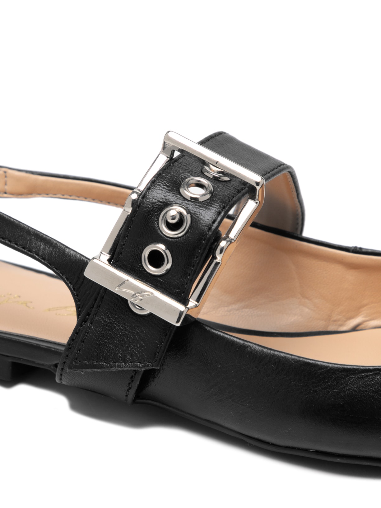 Sapatilha Feminina Slingback Enfeites Metálicos Preto Luiza Barcelos