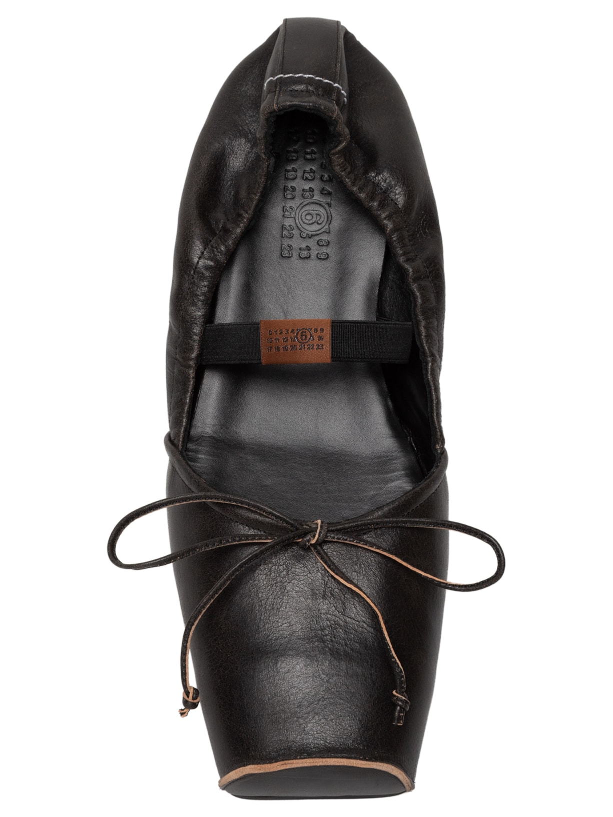 Sapatilha Feminina Square-Toe Leather Ballet Marrom Mm6 Maison Margiela