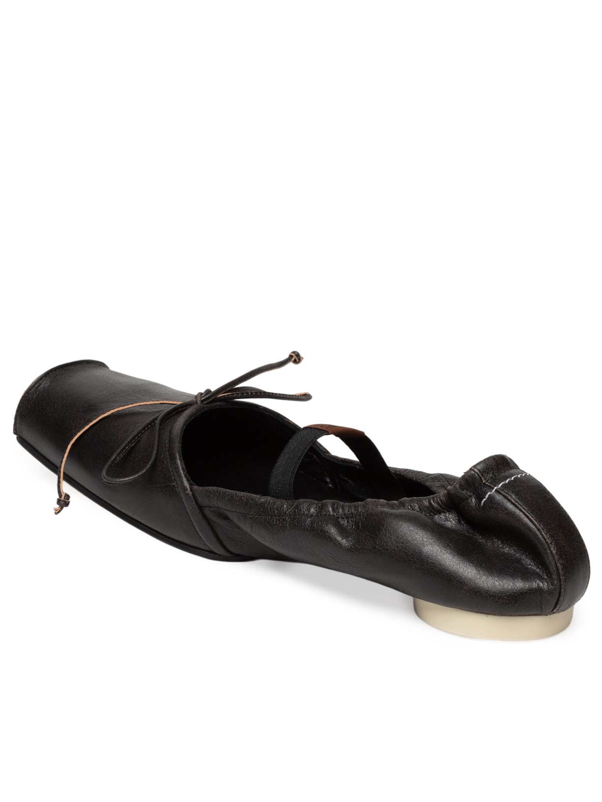 Sapatilha Feminina Square-Toe Leather Ballet Marrom Mm6 Maison Margiela