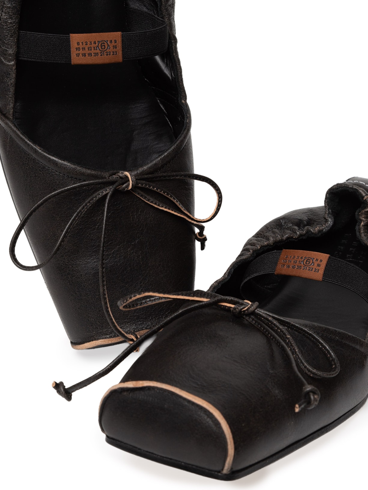 Sapatilha Feminina Square-Toe Leather Ballet Marrom Mm6 Maison Margiela