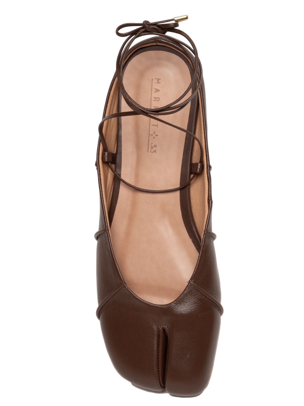 Sapatilha Feminina Tabi Em Couro Marrom Market 33