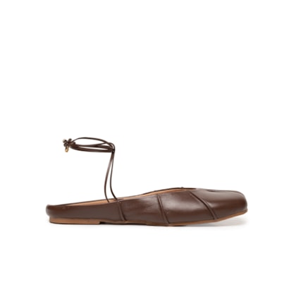 Sapatilha Feminina Tabi Em Couro - Marrom