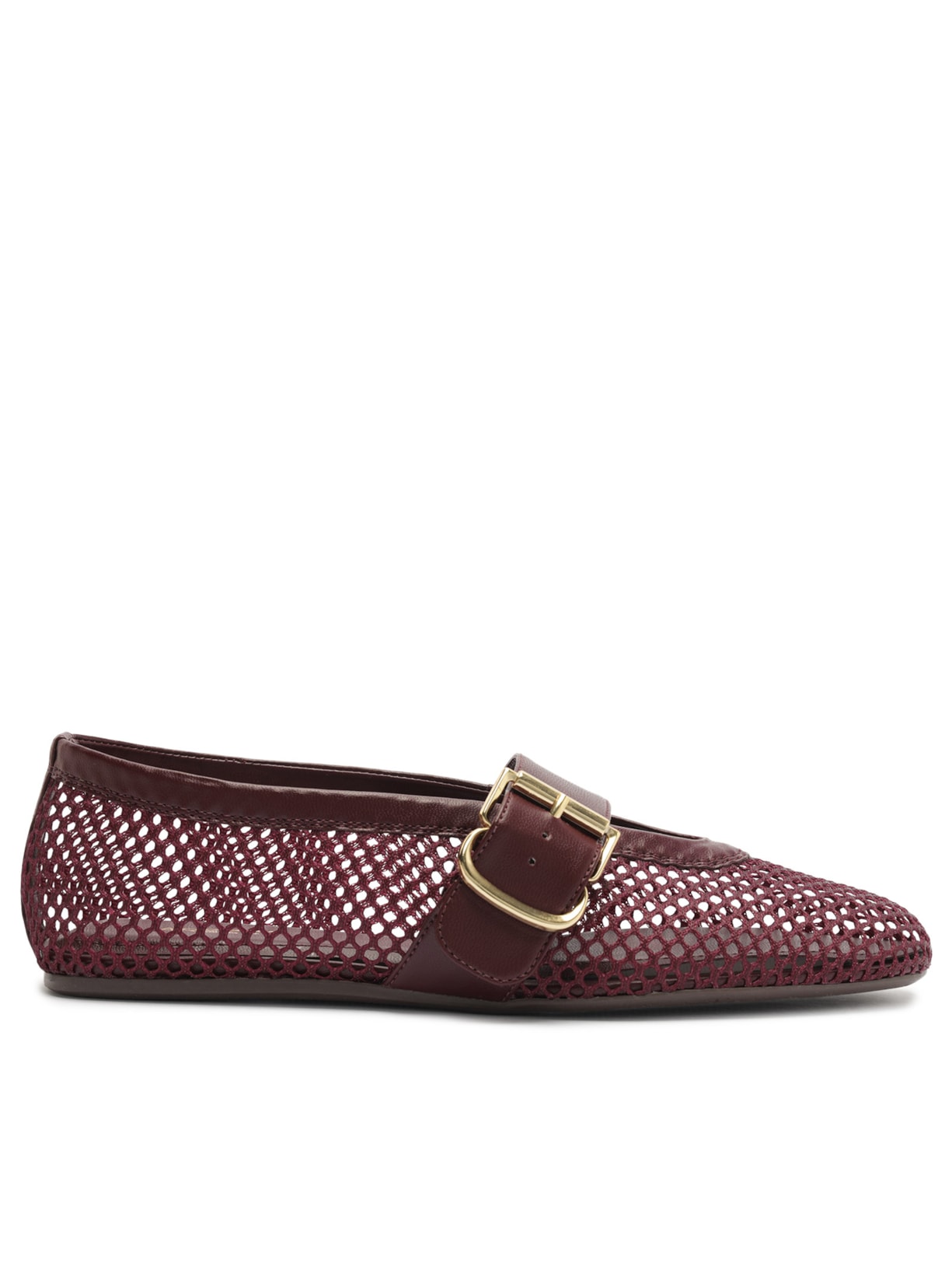 Sapatilha Feminina Tela Fivela Dourada - Vermelho