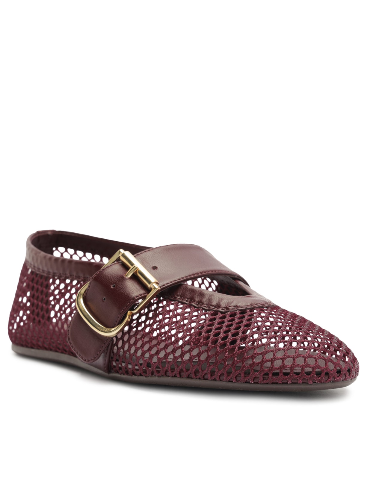 Sapatilha Feminina Tela Fivela Dourada Vermelho Arezzo