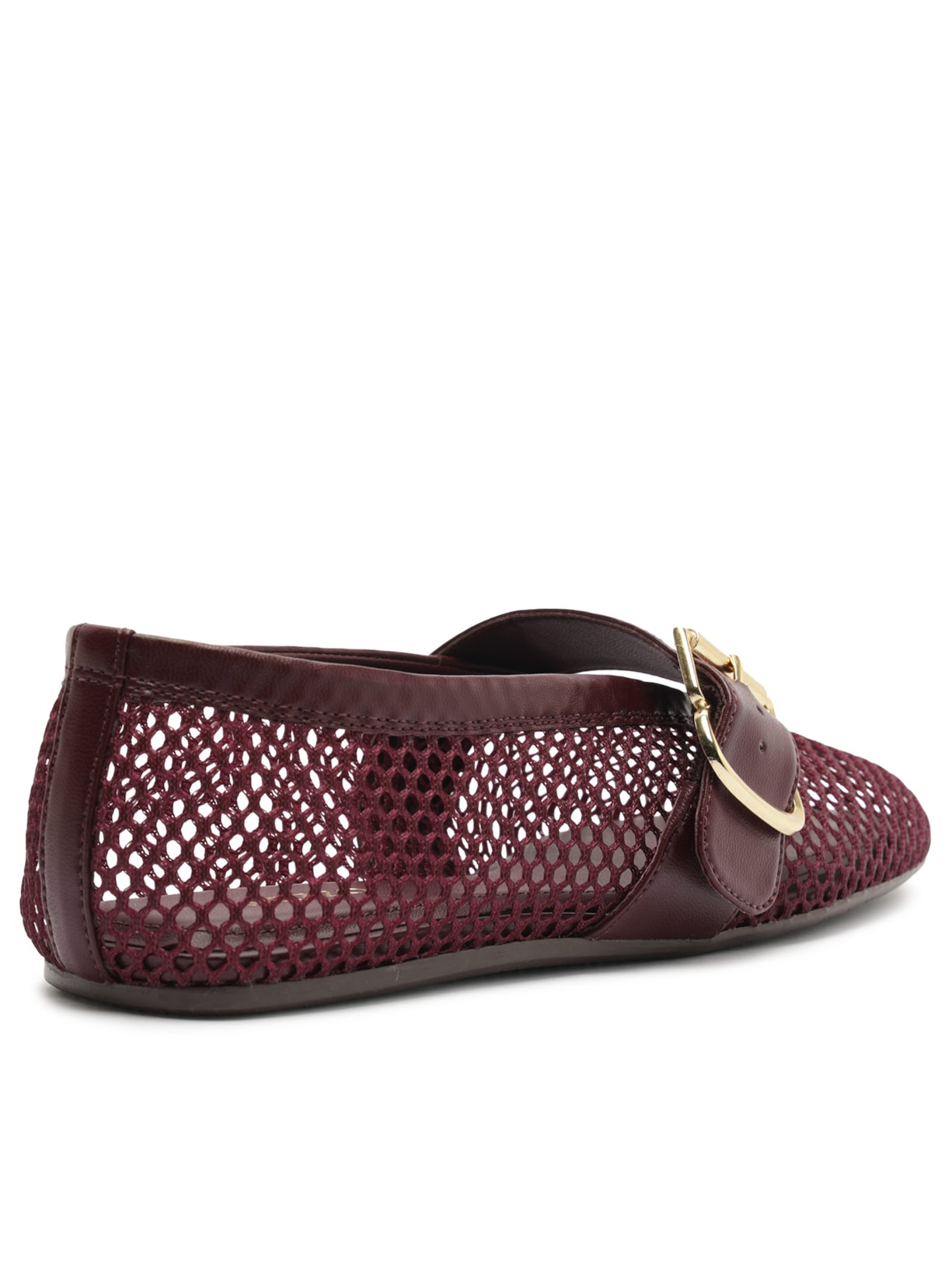 Sapatilha Feminina Tela Fivela Dourada Vermelho Arezzo