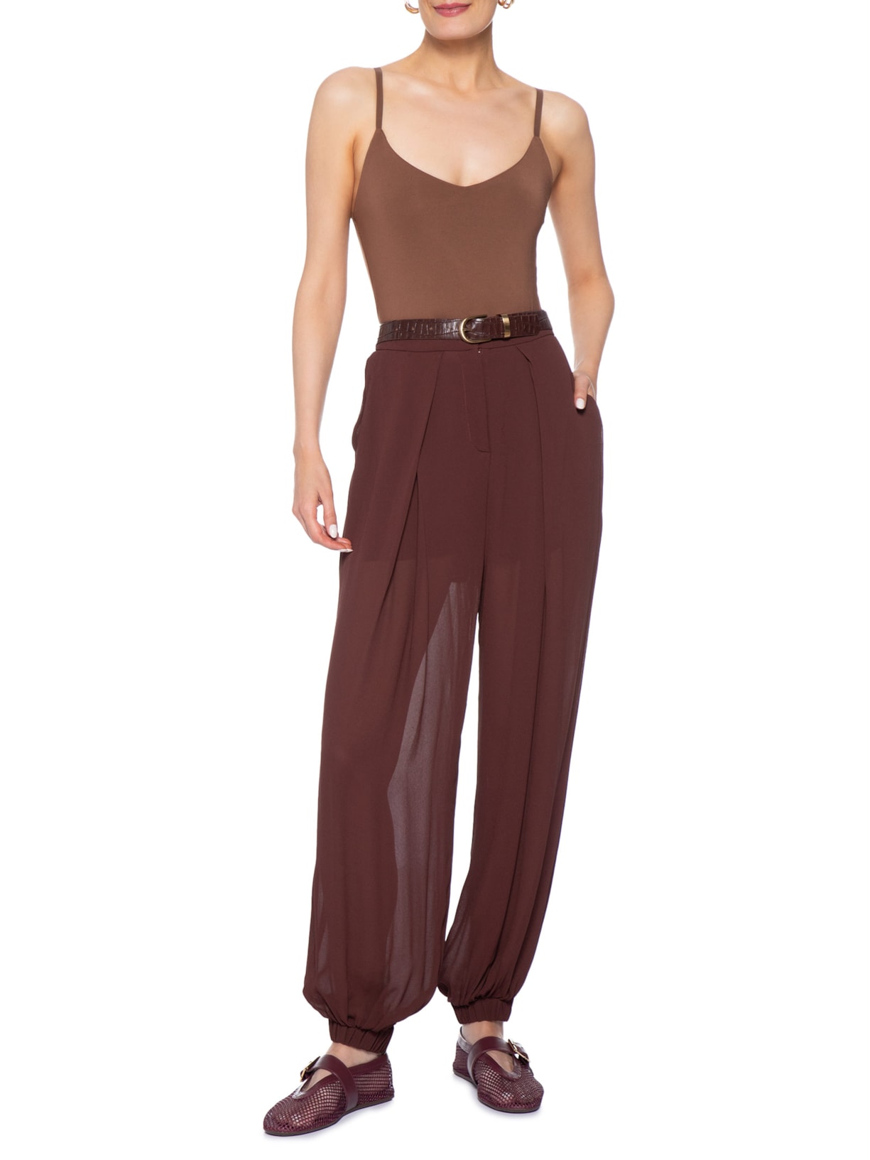 Sapatilha Feminina Tela Fivela Dourada Vermelho Arezzo