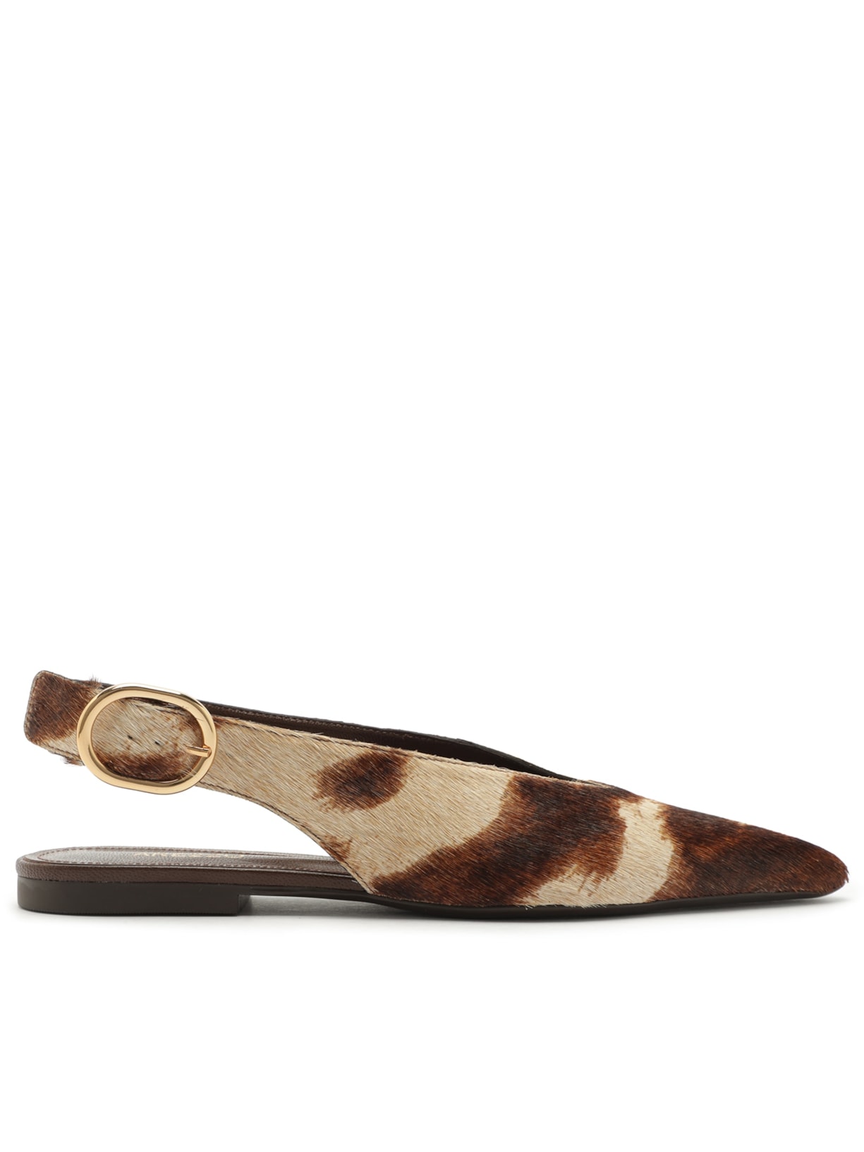 Sapatilha Slingback Bico Fino Fivela Animal Print Arezzo
