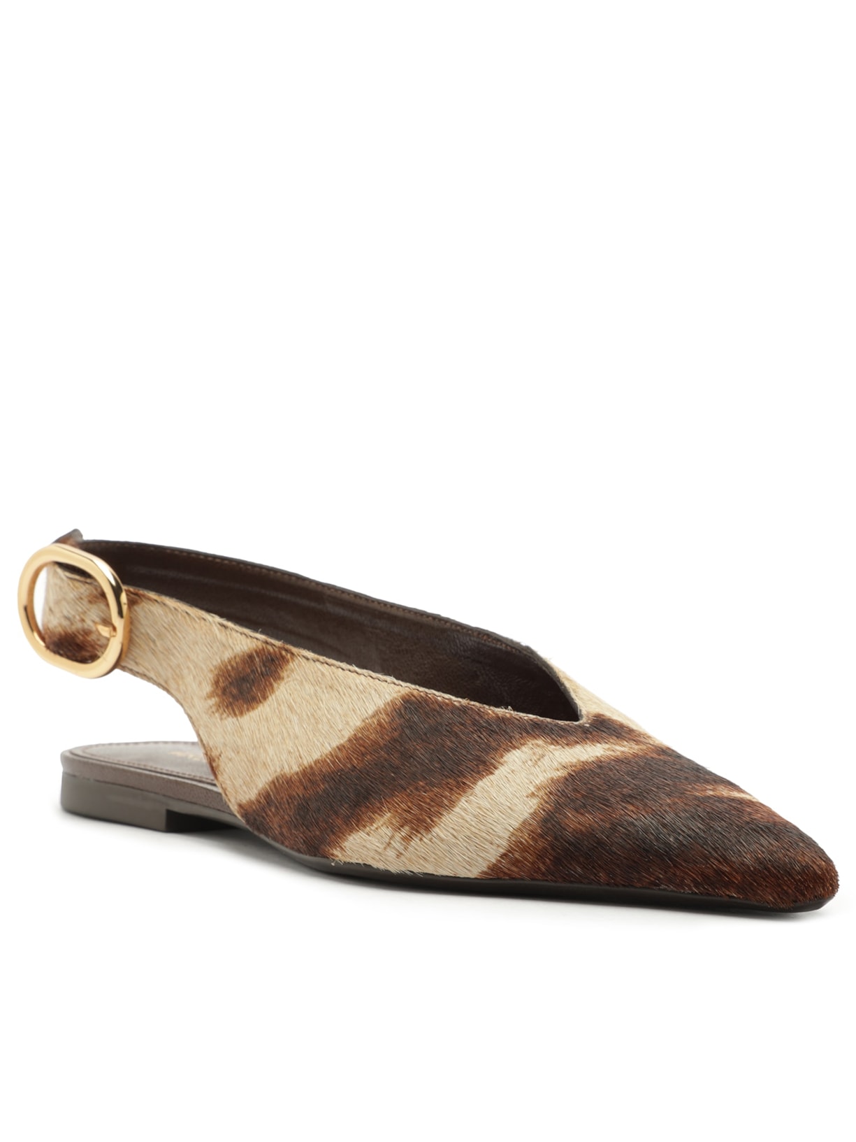 Sapatilha Slingback Bico Fino Fivela Animal Print Arezzo